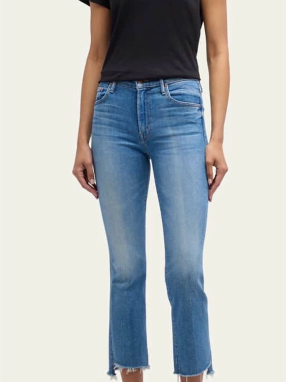 MOTHER Light Blue High-Rise Cropped Straight Jeans